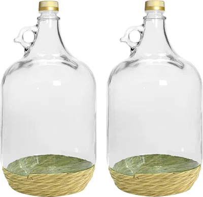 Produktbild von 2 X 5L Glasballon mit ECO Korb/Weinballon Glas Flasche Wasserflasche GÄRBALLON
