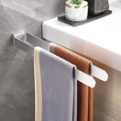 Obrázek produktu pro Dvojitý držák na ručníky z nerezové oceli, 39 cm, stříbrný, do koupelny a kuchyně