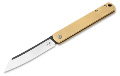 Böker Plus Zenshin 42 Brass – 440C Messing-Griff Gold Vorderseite