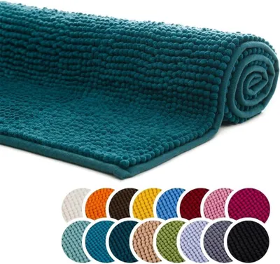Immagine prodotto di Tappetini da bagno, 50x70 cm, 100% microfibra di poliestere, color petrolio, lavabili fino a 30 gradi, per il bagno