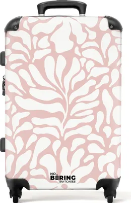 Produktbild von NoBoringSuitcases.com® Großer Koffer - Rosa mit weißen Blüten - Kombinationsschloss TSA - Hartschalen Trolley 4 Rollen - 72 liter - Reisekoffer - 66 cmKoffer Mittelgroß 67x43x25 cm, 72L,