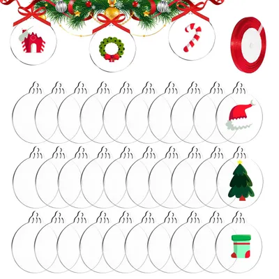 30 Acryl-Weihnachtskugeln, 7,6 cm, transparent, zum Bemalen