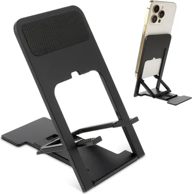 Produktbild von Faltbarer Handy Ständer, 4 Winkel Verstellbarer Handy Halter tragbar mobiler Desktop Ständer Büro Schreibtisch Zubehör dünner Reise Halter Handy Halterung Dock für Handy Tablets