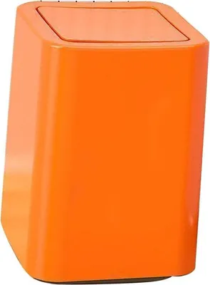 Image de Poubelle en plastique de 9 litres avec couvercle basculant pour la cuisine, la chambre à coucher et la salle de bains - Poubelle à motif de dessin animé - Orange.