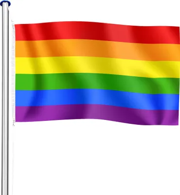 Image de Mât de drapeau en aluminium à hauteur réglable - arc-en-ciel