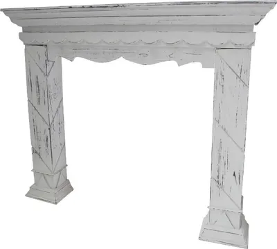 Obrázek produktu pro Krbová obestavba Casa Padrino ve venkovském stylu, starožitná bílá 116 x 22 x v. 99 cm - Ručně vyráběná krbová obestavba v ošuntělém vzhledu