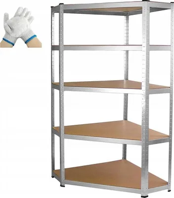 Produktbild von Ekspand | Eckregal 180x90x40 - Silber - 5 Böden - Schwerlastregal mit 875 kg Tragkraft - Praktischer Stauraum