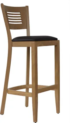 Produktbild von Barstuhl Barhocker Hocker Tresenhocker, Holz Buche Massiv honig-eiche Polster Kunstleder braun H-78 Fertig montiert. Belastbarkeit 150 kg *TBG004