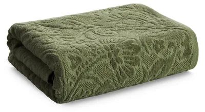 Zdjęcie produktu dla Ręcznik bawełniany AURORA 50x90 oliwkowy roślinny wzór 450 g/m2