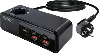 Produktbild von Steckdosenverlängerung mit Ladegerät USB-C & USB-A 83W