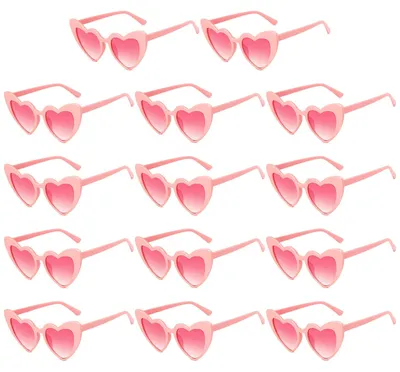Herz-Sonnenbrille, 14 Stück, Retro-Party-Brille, rosa