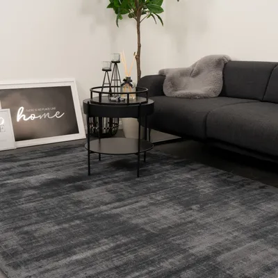 Produktbild von CONSILIO CONCEPT 80 x 150 Teppich Wohnzimmer Anthrazit Nobel Seidenglanz  Viskose moderner weich soft luxus