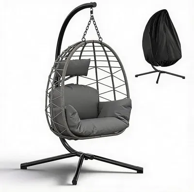 Imagen del producto de Silla colgante con estructura, mecedora con cojines lavables