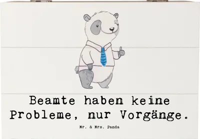 Produktbild von Mr. & Mrs. Panda Kiste Beamter ohne Probleme 22 x 15 cm - Weiß - Geschenk, Beruf, geschenkkiste, Spruch, Schatzkiste, Box aus Holz, Geschenke für Berufstätige, Bürokratie