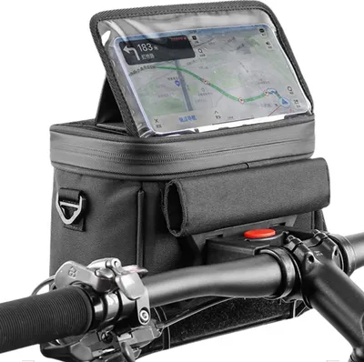 Produktbild von Fahrradtasche 4.5L Schwarzer faltbarer Mehrzweck-Radsportbeutel Fahrradlenkerpaket Mit Touchscreen, Abdichtung