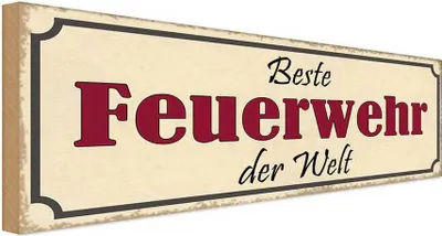 Produktbild von vianmo Holzschild 10x27 cm beste Feuerwehr der Welt Beruf Arbeit
