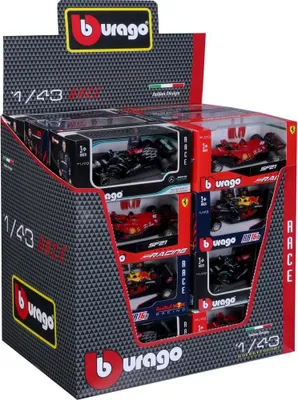 Image de Bauer Spielwaren Bburago F1 Modèles réduits 1:43 en présentoir, assortis. Autres