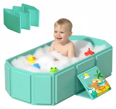 Image de Grande baignoire pliante pour bébé avec bouchon de vidange - Multifonctionnelle et écologique