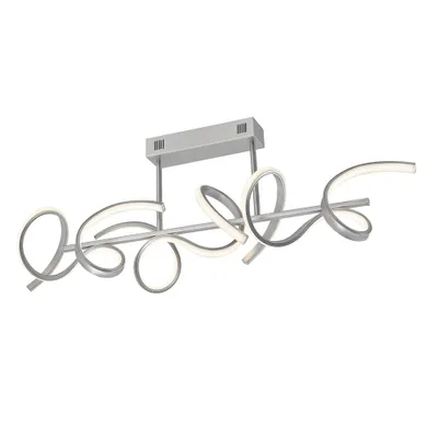 Zdjęcie produktu dla Lampa sufitowa LED, srebrna, zakrzywiona, ściemniacz, L 82 cm