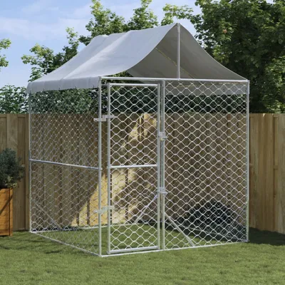 Produktbild von vidaXL Outdoor-Hundezwinger mit Dach Silber 2x2x2,5 m Verzinkter Stahl