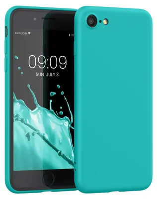 Produktbild von kwmobile Handyhülle für Apple iPhone SE (2022) / SE (2020) / 8 / 7 Hülle - TPU Case - Kabelloses Laden - Schutzhülle Cover in Neon Türkis