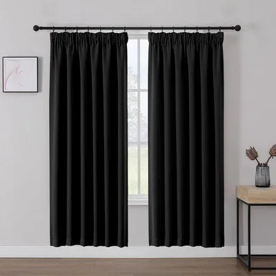Imagen del producto de Cortinas opacas Ibzoa® con cinta para pliegues – Juego de 2 unidades, color , 175 x 140 cm, 100% poliéster, aislamiento térmico y acústico, cinta para pliegues de 8 cm para barra de cortina