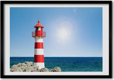 Produktbild von Bild - Bilderrahmen - 100 cm x 70 cm - MDF - Rahmen - Foto - Wandkunst Leuchtturm