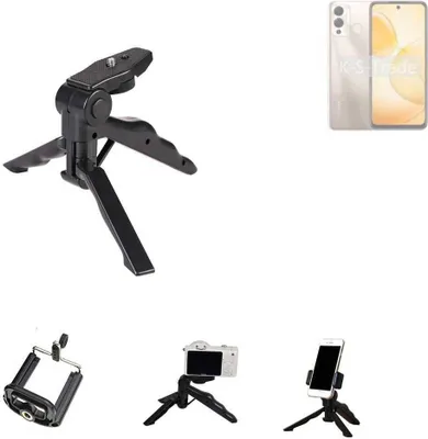 Produktbild von K-S-Trade Stativ Tisch-Ständer Dreibein Handy-Stativ Ständer kompatibel mit Infinix Hot 12 Play Mini-Stativ Smartphone Tripod Handy-Stativ aus