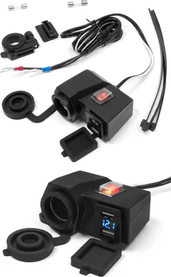 Produktbild von Motorrad Zigarettenanzünder Steckdose Mit Zwei Usb-Steckdosen Mit Schalter Lenker/Rohrhalterung - Mus06