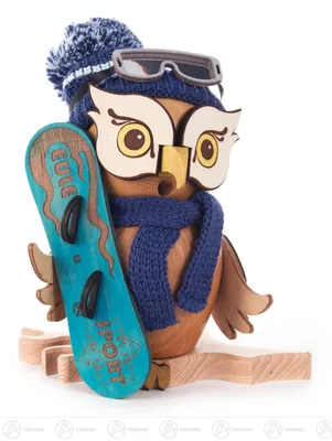 Zdjęcie produktu dla Figurka sowy z deską snowboardową WxHxD = 16x20x12cm NOWOŚĆ