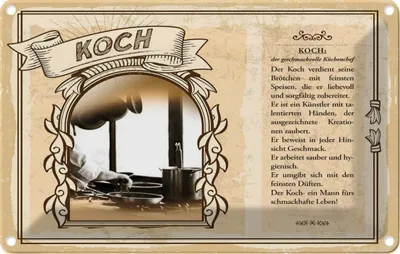 Produktbild von vianmo Blechschild 20x30 cm Koch Beruf Arbeit