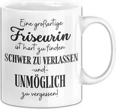 Produktbild von Friseurin Abschied Geschenk Tasse Abschiedsgeschenk für Friseurin Hart Zu Finden Schwer Zu Verlassen (Weiß)