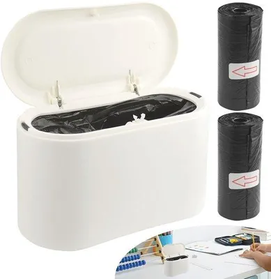 Image de Petite poubelle de 2 litres avec couvercle pour la cuisine et la salle de bains