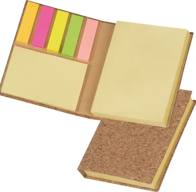 Produktbild von Haftmarker- und Haftnotizbuch mit Korkumschlag