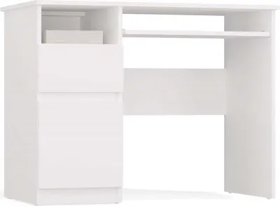 Zdjęcie produktu dla Biurko Porto po lewej stronie z szufladą, szafką i szufladą na klawiaturę | Matowa biel | 98,5 x 51 x 75,5 cm