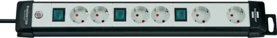 Produktbild von Brennenstuhl Premium-Line Technik Steckdosenleiste 6-fach schwarz/lichtgrau 3m H05VV-F 3G1,5 2-fach schaltbar spezielle Steckdosenanordnung für Netzgeräte, 1951560600