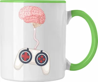 Produktbild von Trendation - Zocker Tasse Geschenk Grafik für Gamer Gehirn Controller Grafiken für Jungs (Grün)