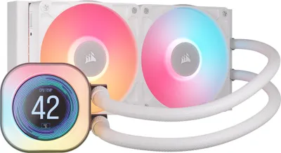 Image de Corsair CW-9061025-WW CORSAIR WAK iCUE LINK TITAN 240 RX LCD White AIO 240mm