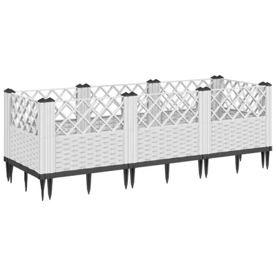 Produktbild von Pflanzkasten mit Erdspießen Weiß 123,5x43,5x43,5 cm PP
