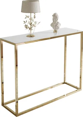Produktbild von Konsolentisch MODERN GLASS GOLD CHROM 100 cm Gold chrom / Weiß glas