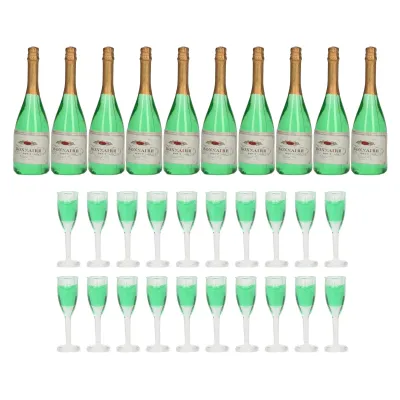 Image de 10 kits Maison de Poupée Champagne Set DIY modèle miniature de simulation Bouteilles de vin en PVC réalistes Décor Maison de Poupée