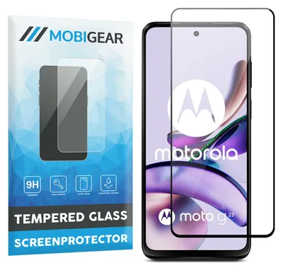 Produktbild von Mobigear Premium Displayschutzfolie für Motorola Moto G23, gehärtetes Glas, Displayschutz - kompatibel mit Hüllen - Schwarz