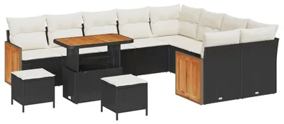 Produktbild von vidaXL Gartensofa-set mit Kissen 12 pcs Schwarz und Creme