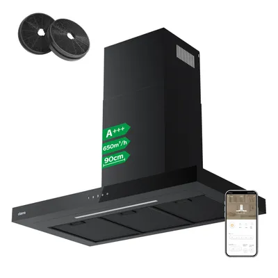 Immagine prodotto di CIARRA A+++ 650 m³/h cofano aspirante 90cm cofano a parete WIFI +APP & Touch Control Boost VMB9102