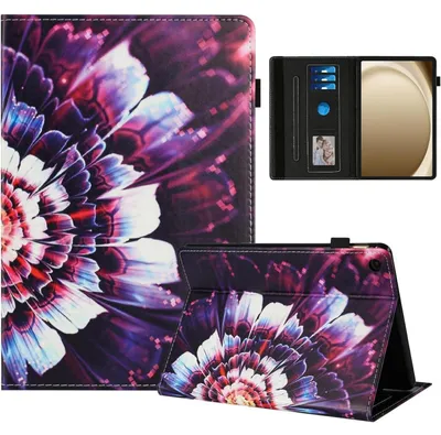 Immagine prodotto di Custodia per Samsung Galaxy Tab A9 Plus da 11 pollici, modello 2023, in  (PU) con supporto magnetico e scomparti per carte, motivo floreale colorato