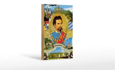 Produktbild von Holzschild Portrait 12x18cm Ludwig II König Bayern King