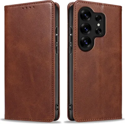 Produktbild von Handyhülle für Samsung Galaxy S26 Ultra Kunstleder Flip Cover Hülle Handytasche Case Kartenfach Farbe: Dunkelbraun