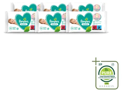 Produktbild von 6 x Pampers Sensitive Babytücher - 52 Stück - Großpackung - 6 Stücke