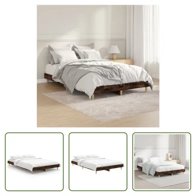 Produktbild von The Living Store Bettgestell Räuchereiche 120x190 cm Holzwerkstoff