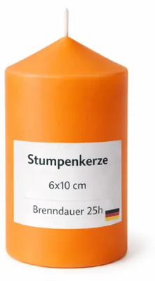 Produktbild von HS Candle Stumpenkerze Ocker, Ø 6 cm x 10 cm, ca. 25 h Brenndauer, matt-glattes Finish, Baumwolldocht, Herstellung in der EU, für Tischdeko und Adventskranz